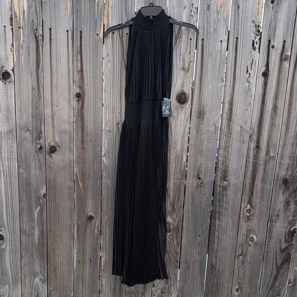 Marina Pleated Midi Dress Black Size 4 - Picture 2 of 13